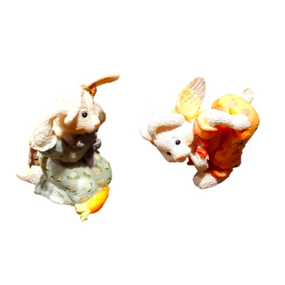 Easter Bunny Angel Whimsical Figurines Set of 2. - Picture 2 of 6